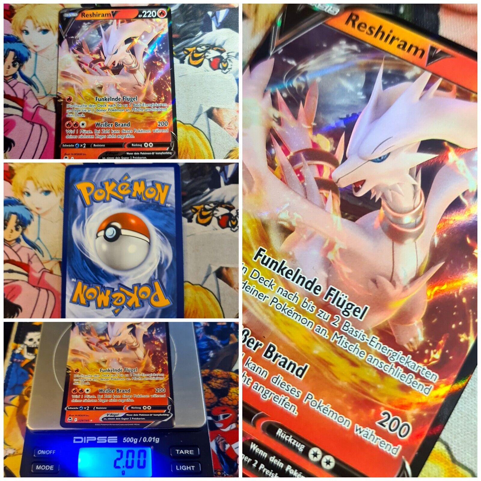 Reshiram V ☆ 024 Rare Holo Silver Tempest Pokemon  NM Card 2022 Pikachu Tcg
