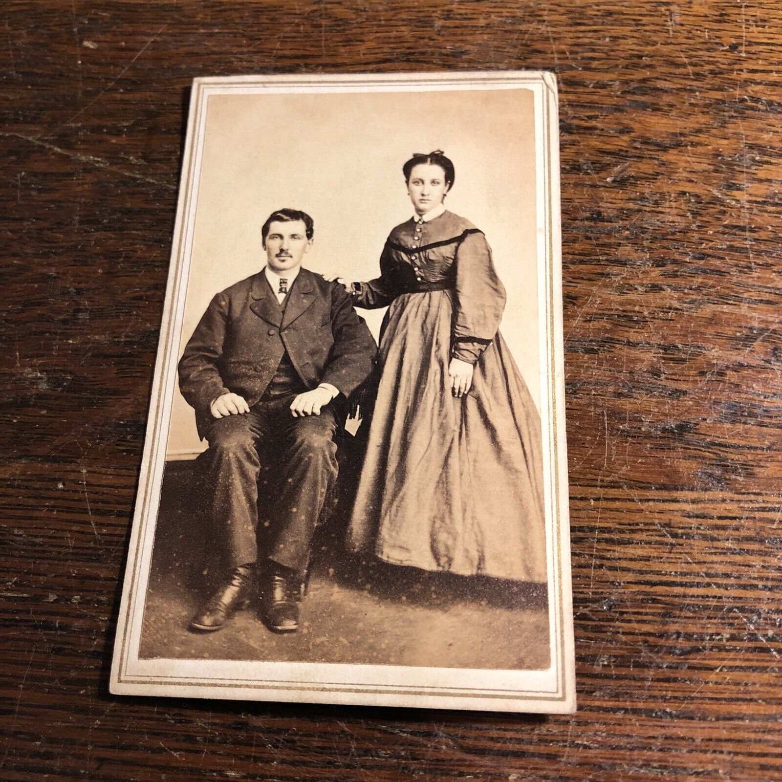 Vintage Victorian Women & Man Couple CDV Photo Photograph Blairsville Pa￼