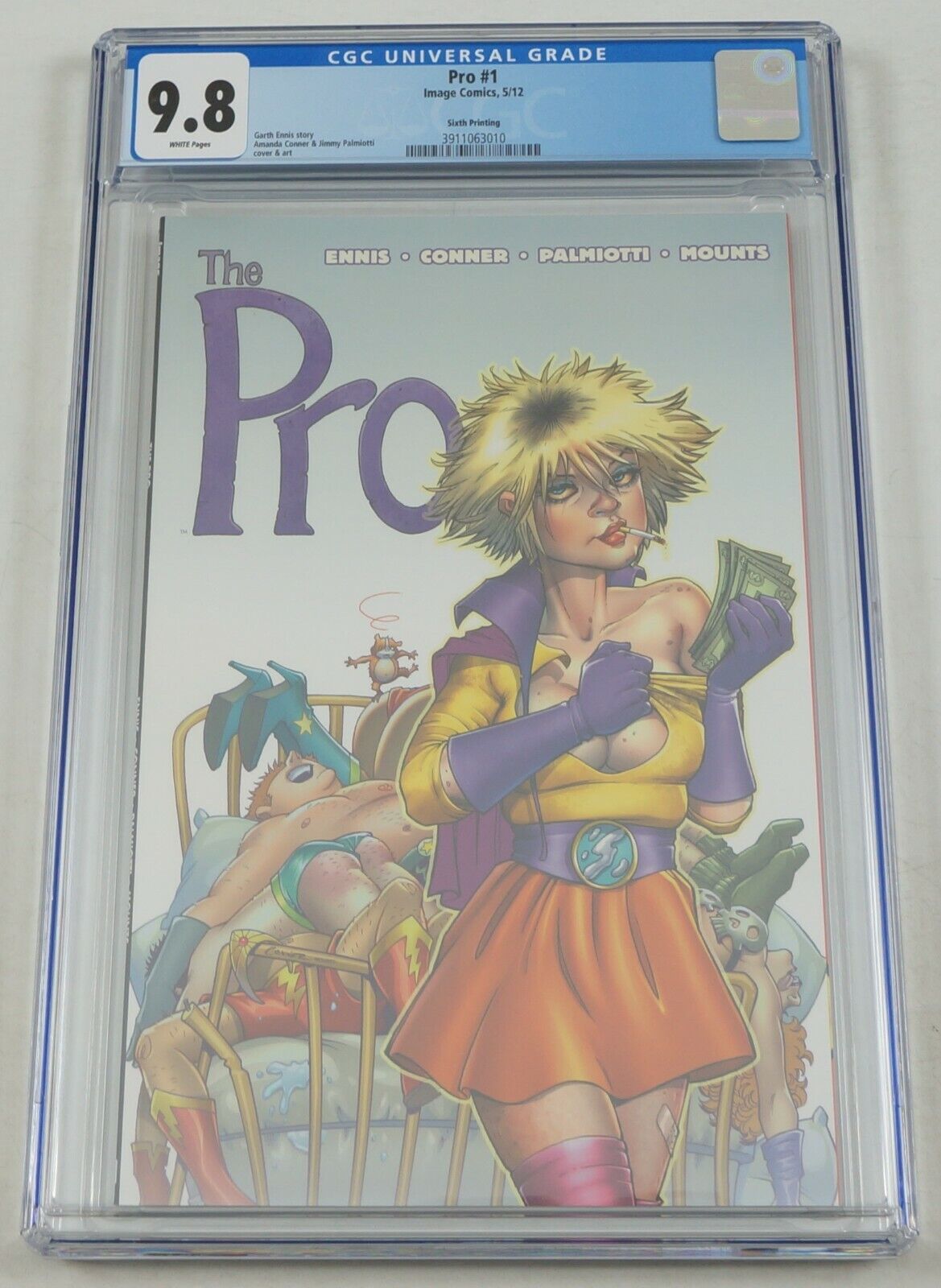 the Pro #1 CGC 9.8 - 6th printing Variant Garth Ennis Amanda Conner white pages