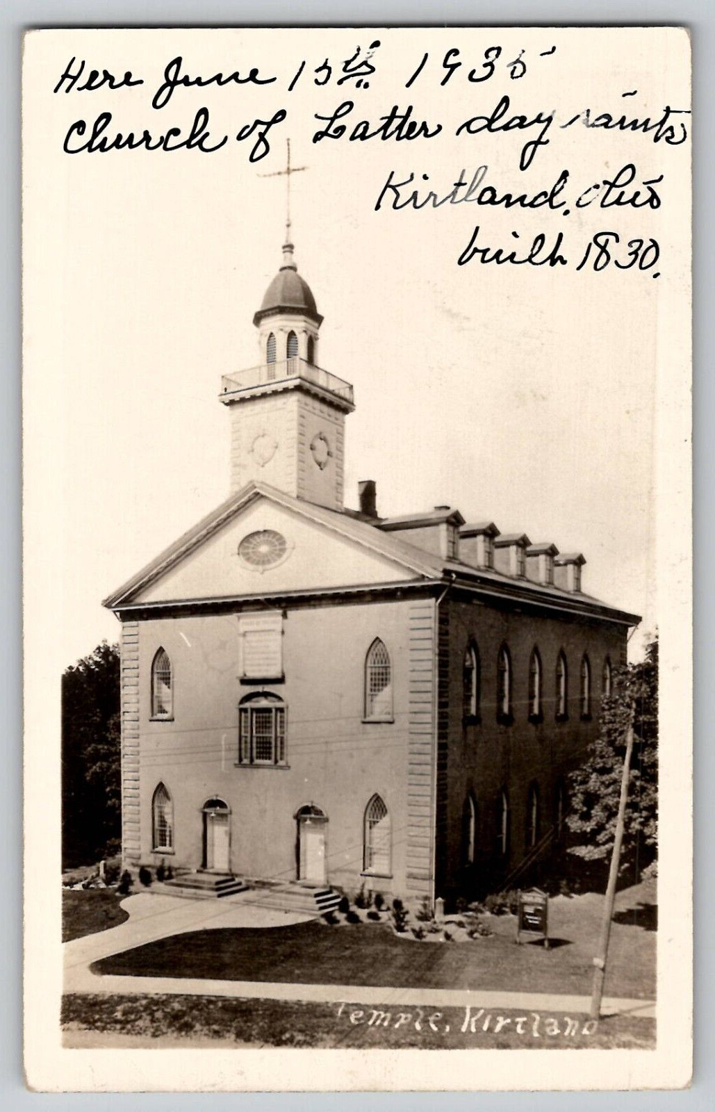 Church of Later Day Saints Temple Kirtland OH Ohio RPPC Real Photo Postcard 1935