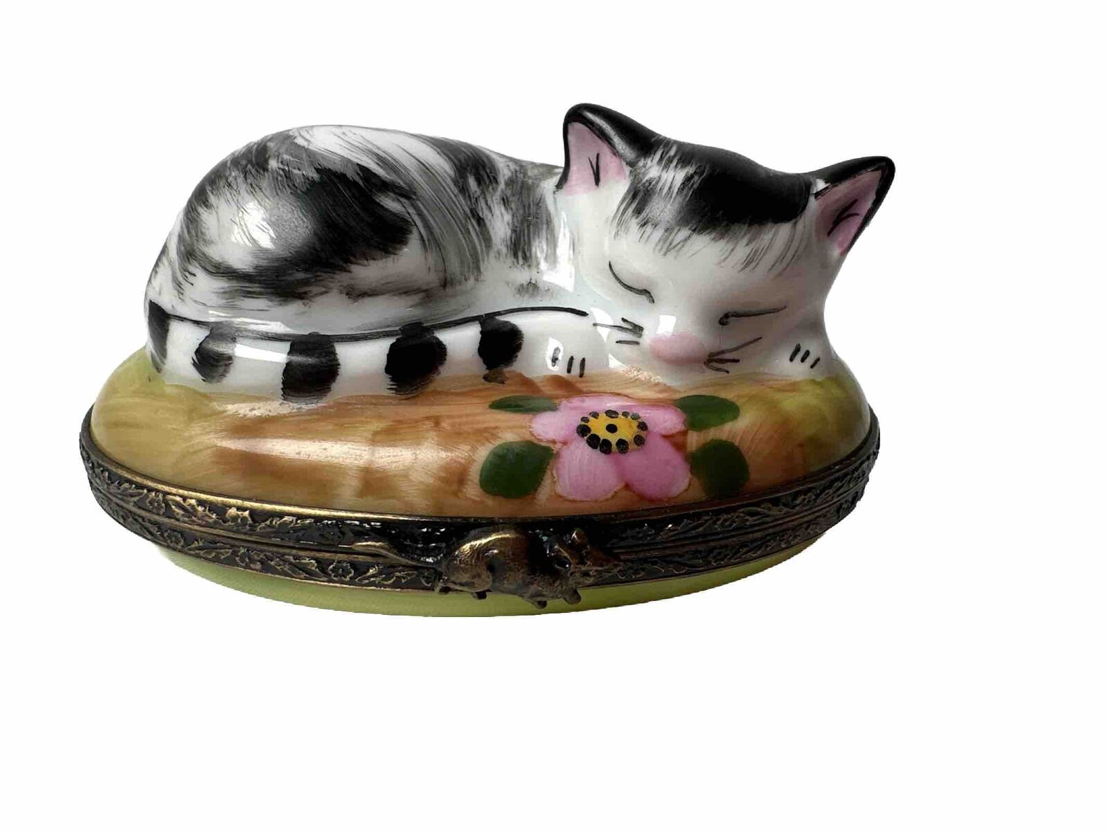 Limoges cat trinket box peint main