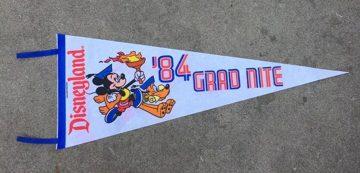 Vintage 1984  Disneyland Grad Nite Pennant Flag Banner- good condition