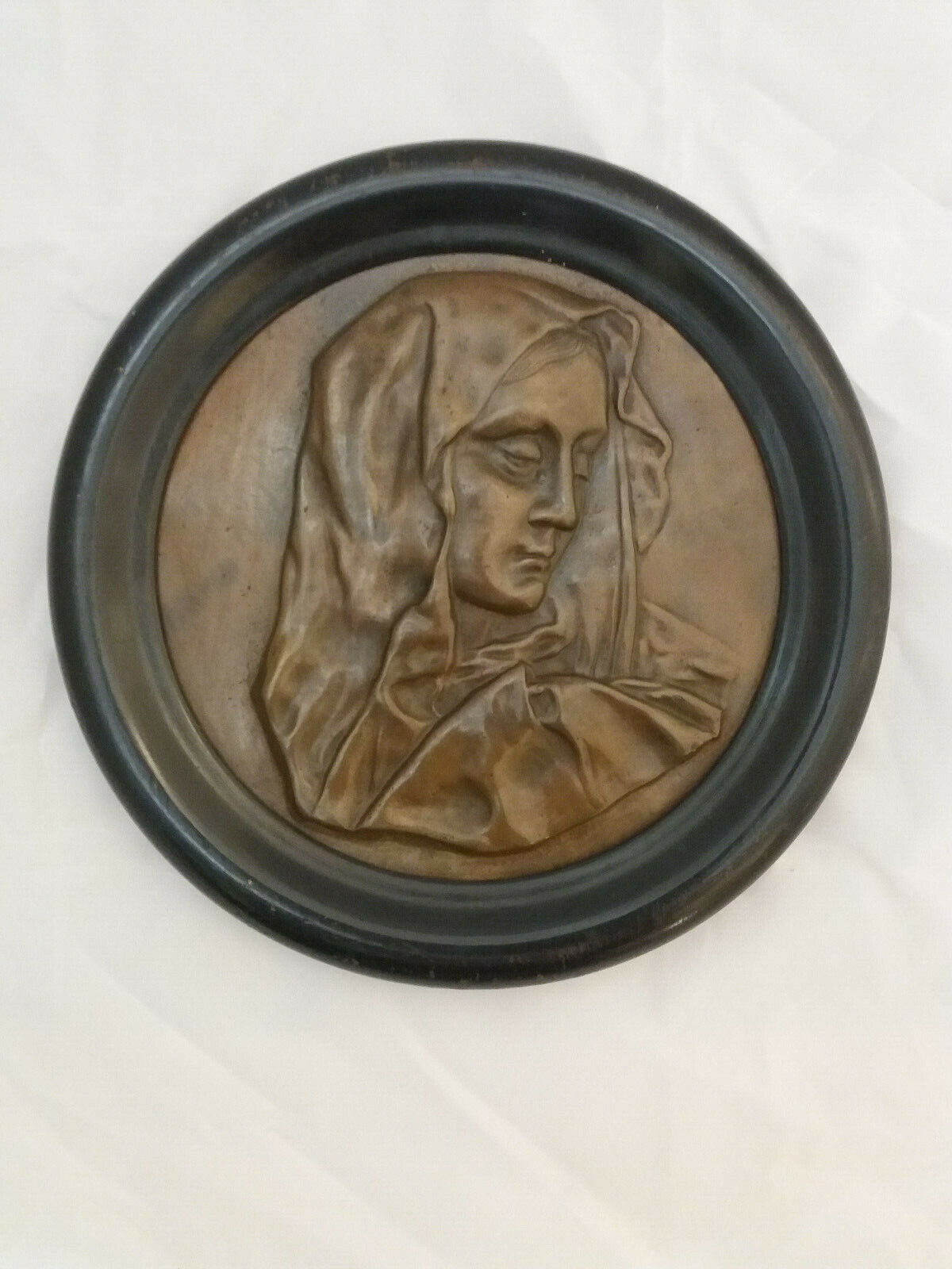 Fine Bronze Relief: Mary/Virgin in Wooden frame