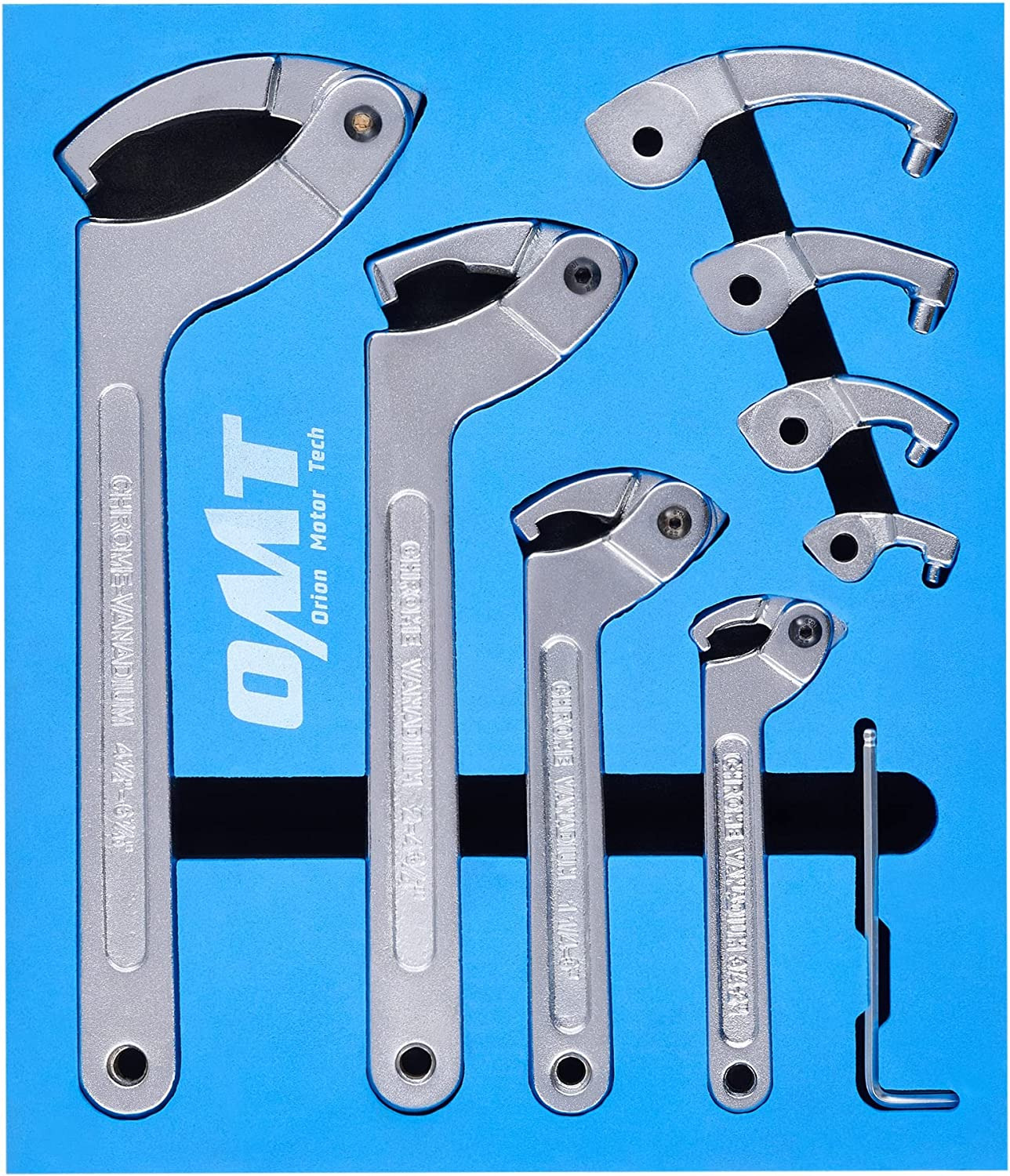 8Pc Adjustable Pin Spanner Wrench Tool Set, Spanner Nut Wrench Tools with Change