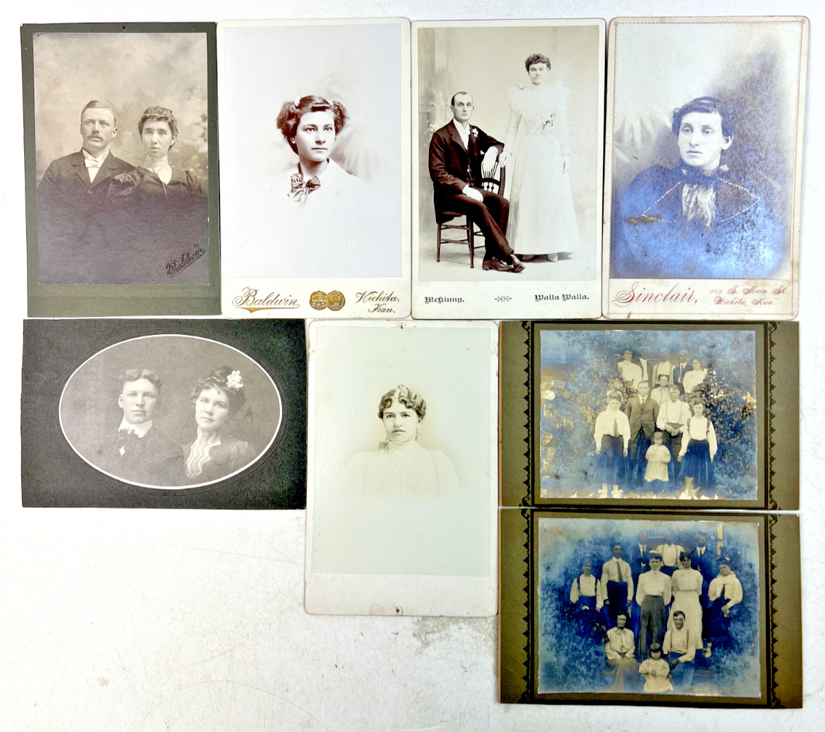 Antique Late 1800s to Early 1900s Adult & Family Cabinet Cards - Lot of 8