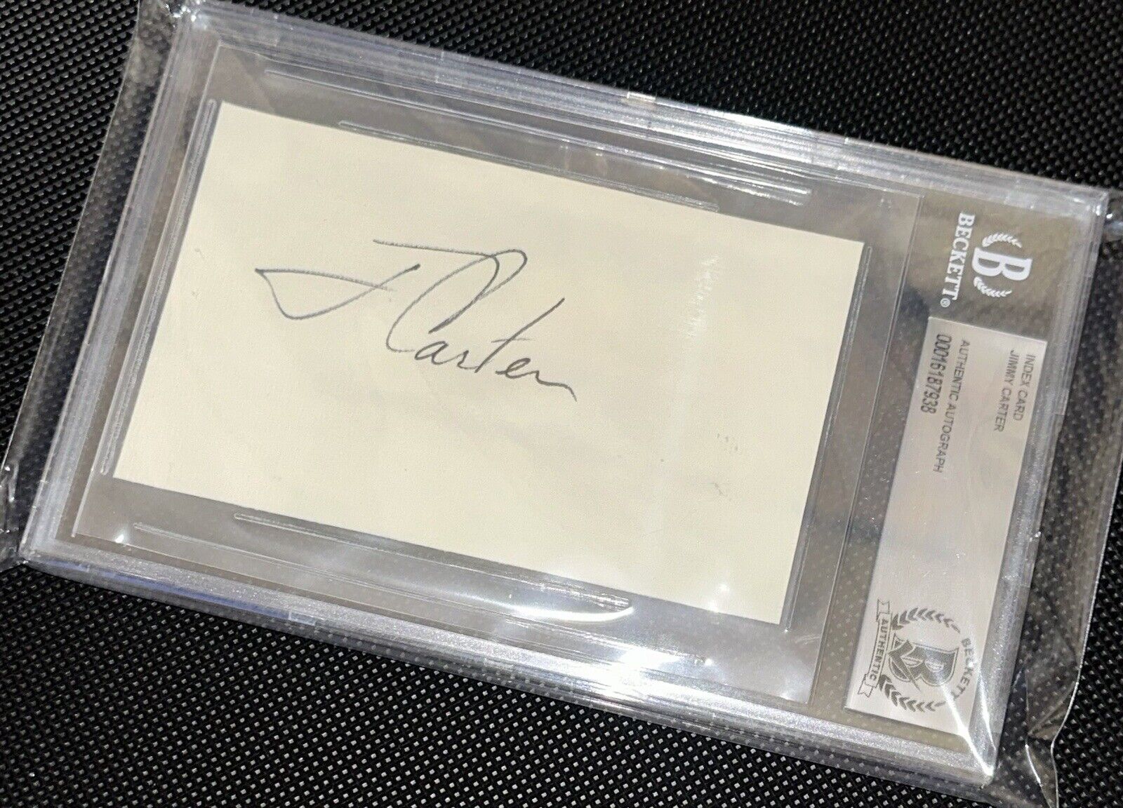 Jimmy Carter Hand Signed 3x5 Index Card Beckett Encapsulated Certified Autograph