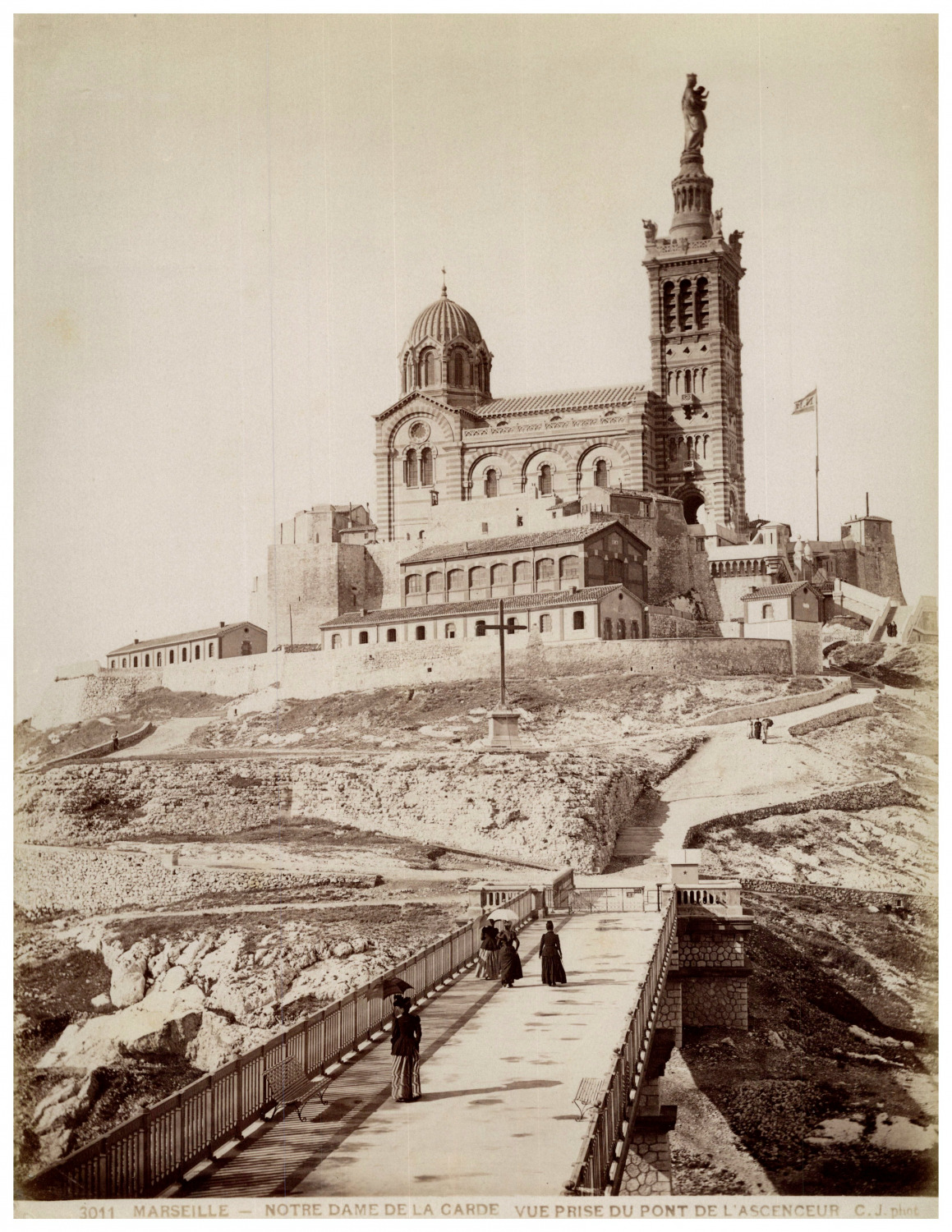 France, Marseille, Basilica of Notre-Dame de la Garde, G.J. Vintage print, Tirag