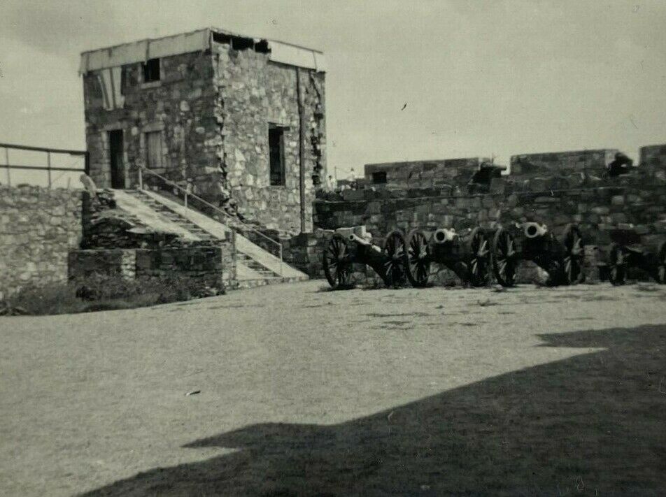 Fort Ticonderoga New York Army Stone Wall Cannon B&W Photograph 3.5 x 5