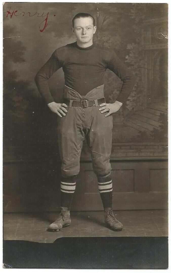 Texas High School Football Player RPPC Real Photo Postcard 1923