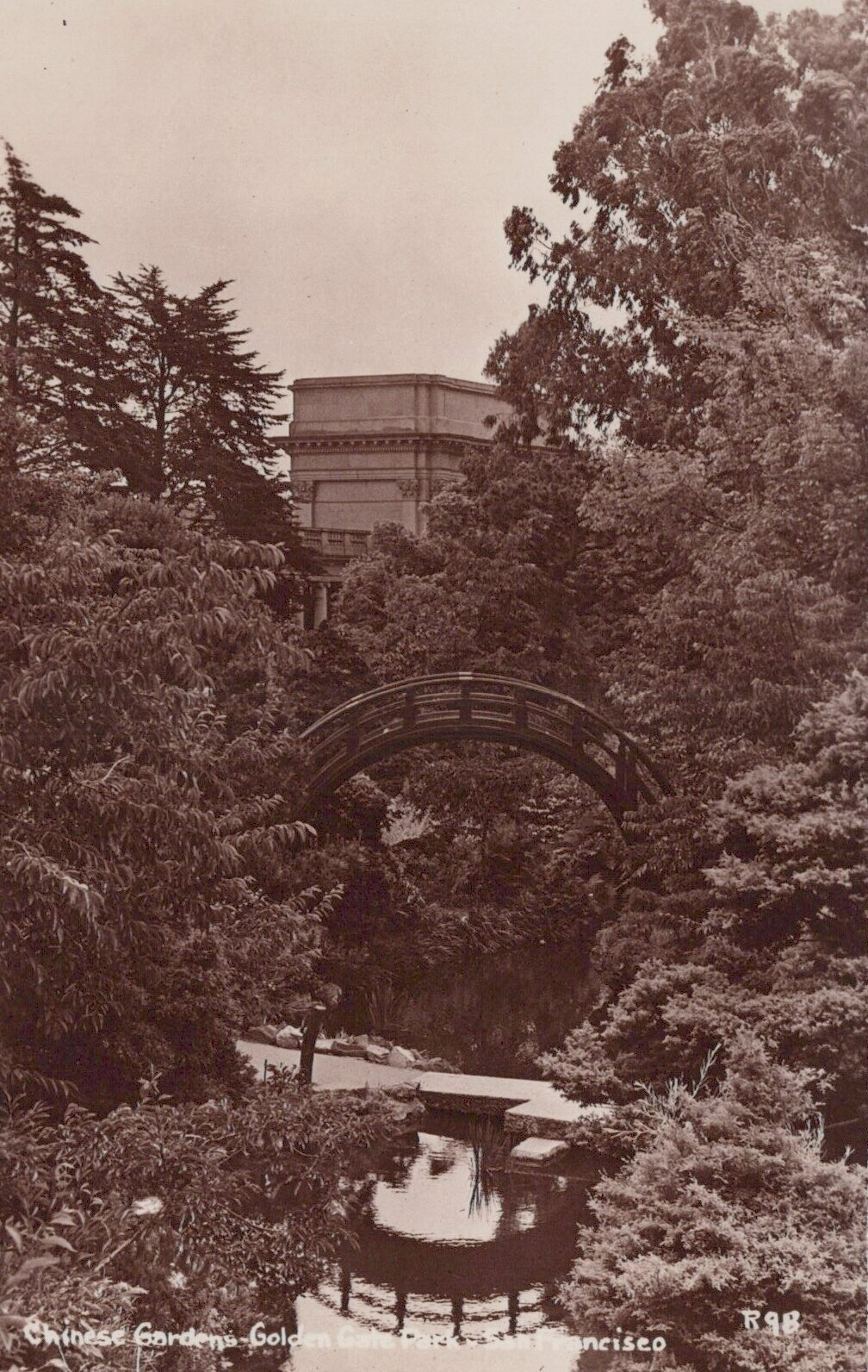RPPC Chinese Garden Moon Bridge San Francisco c1930-1940s  photo postcard H293