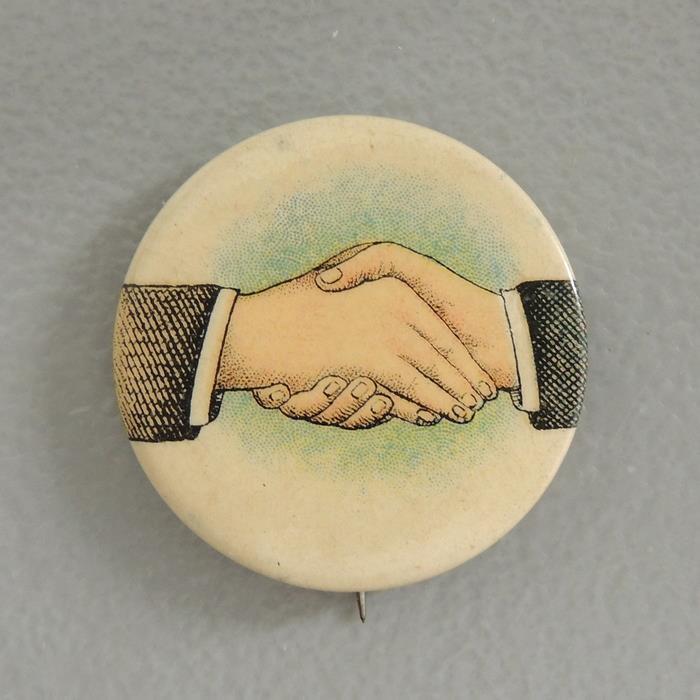 Vintage Handshake Cause Pinback Button Early 1900\'s Civil Rights Social Justice