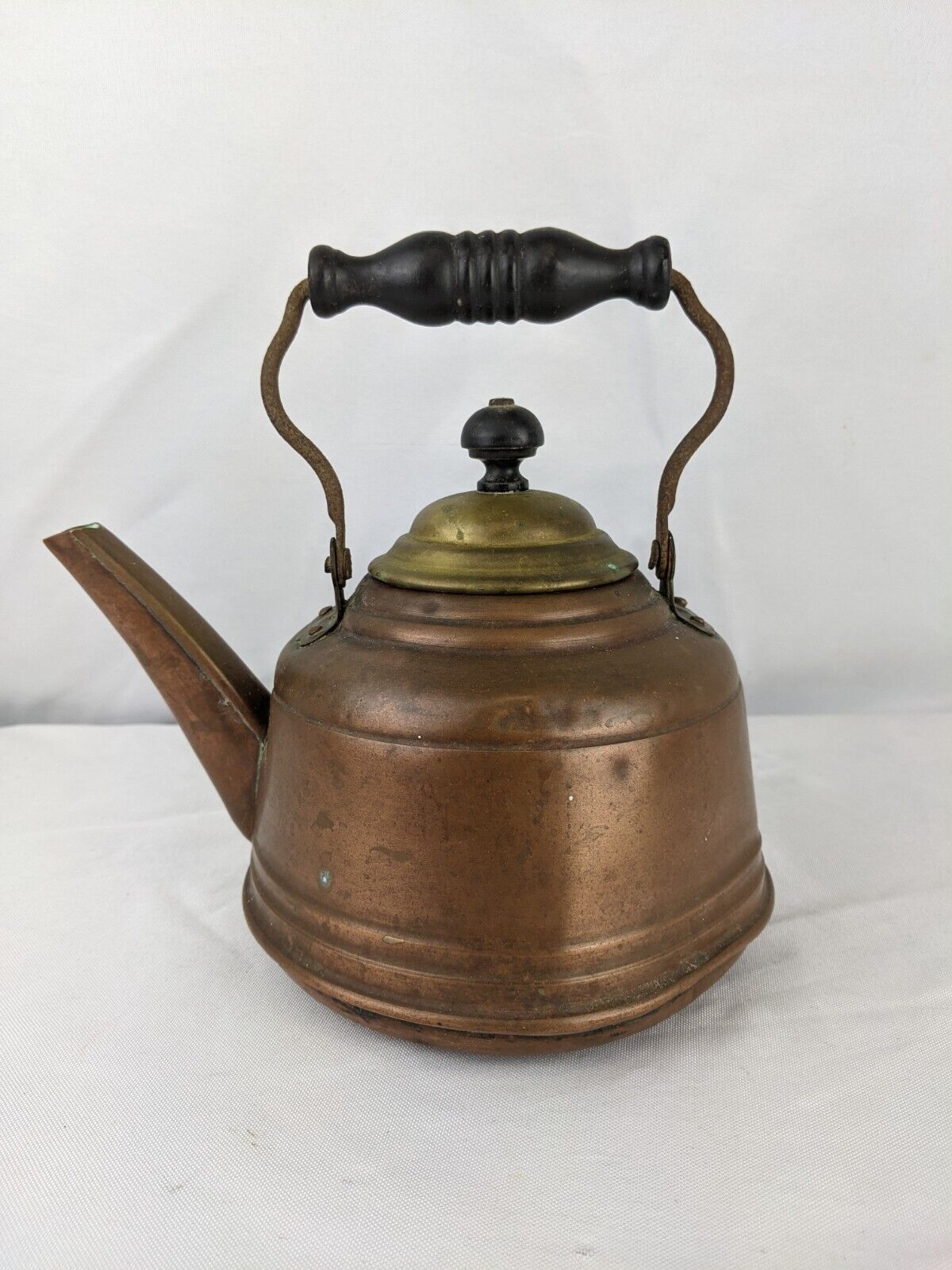 Vintage Antique Copper & Brass Tea Kettle Teapot Primitive Cottagecore