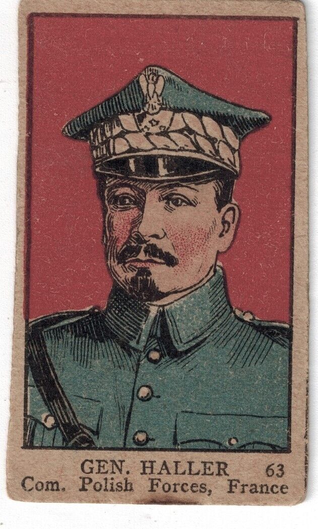 Mayfair Novelty War Leaders WW 1 Trading Card W545  #63 GEN JOZEF  HALLER   1920
