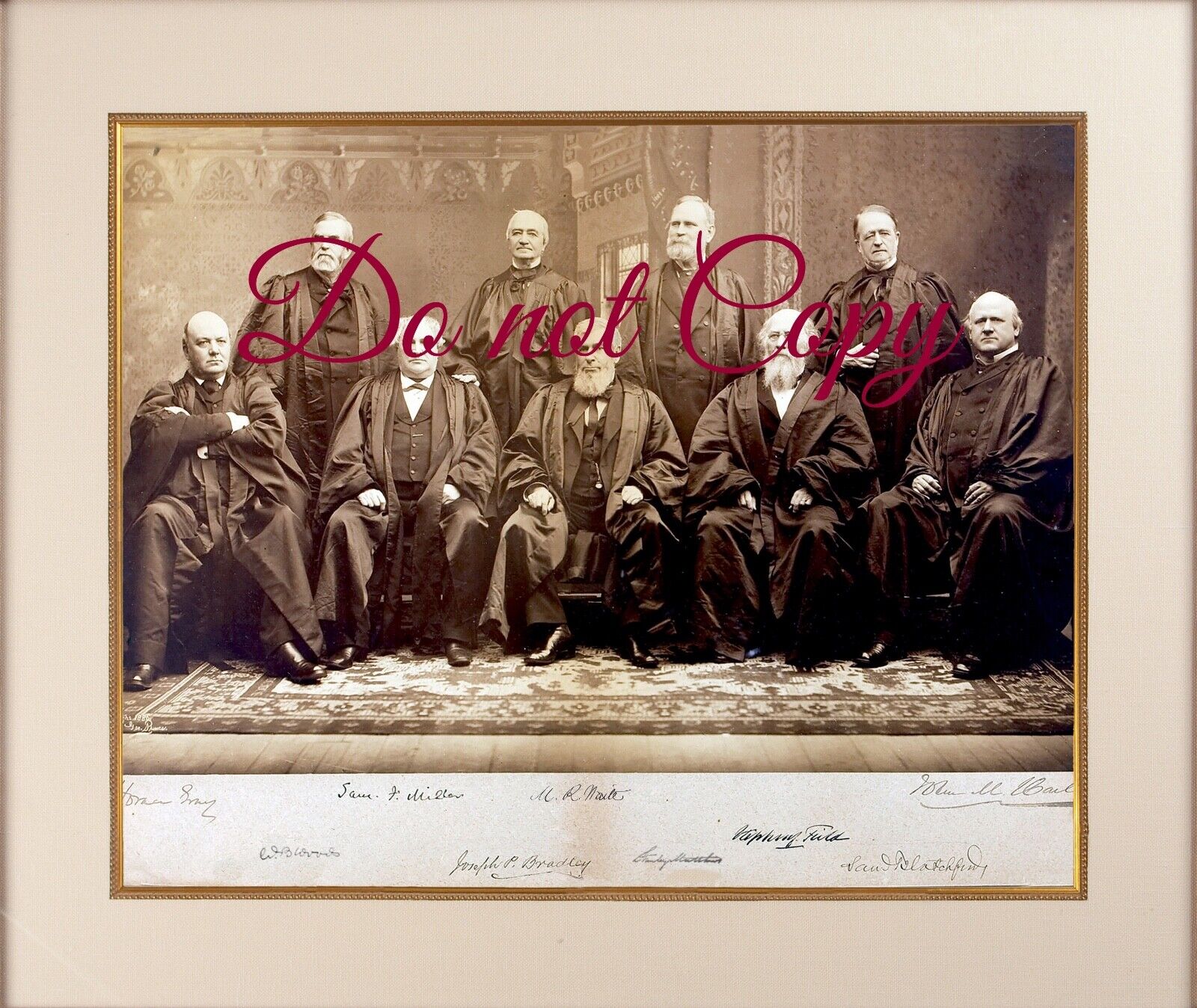 COPY Supreme Court Autographed Group-Chief Justice Morrison Waite 1874-1888