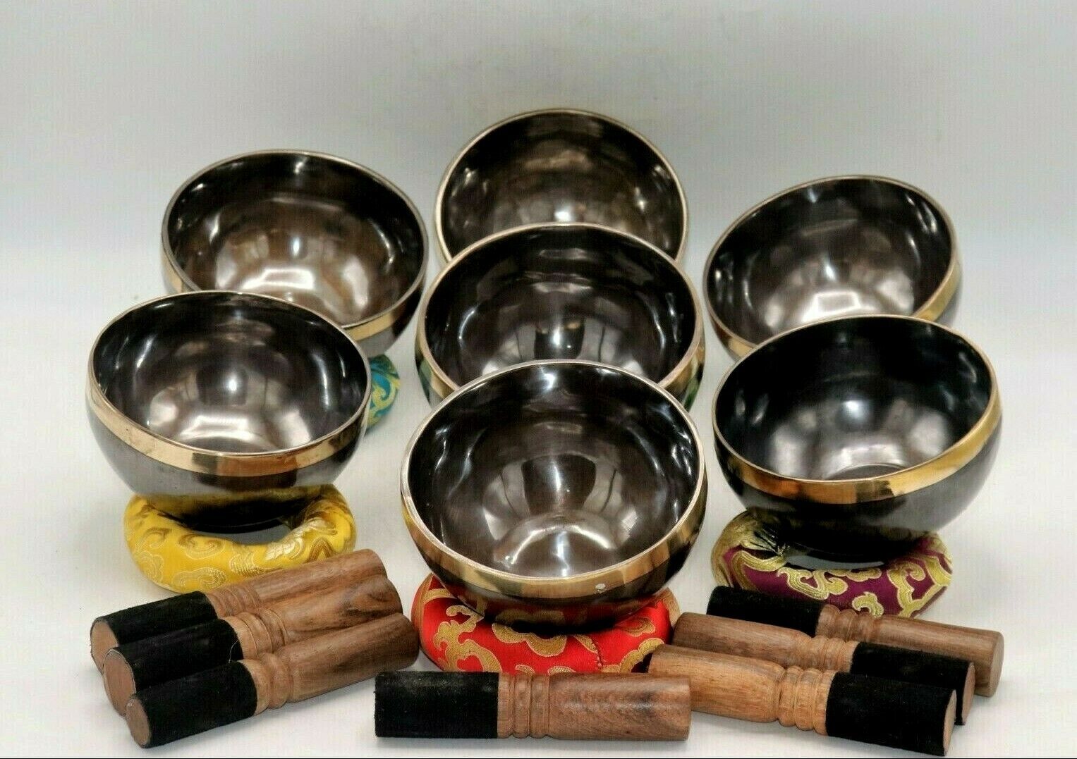 Set of 7 Authentic Handmade singing bowls - Tibetan singing bowls - meditation