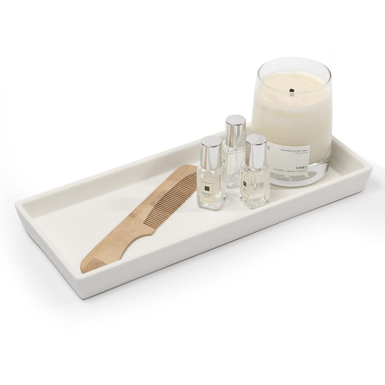 Crystal White Bathroom Tray 12 x 5\'\' Rectangle Resin Bath Vanity Tray