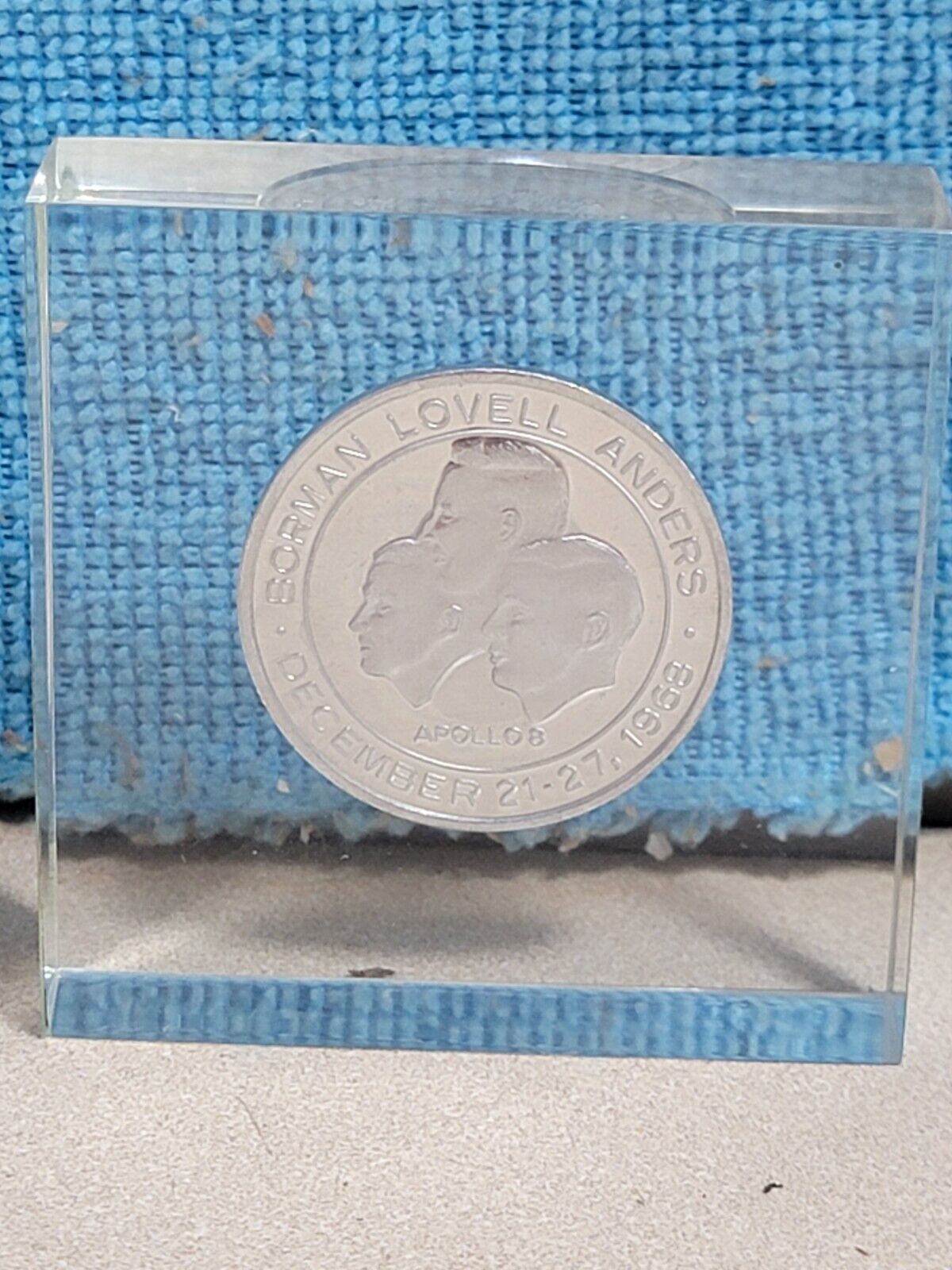 Vintage 1968 NASA APOLLO 8 First Lunar Flight  Collectible Silver Coin *ENCASED*