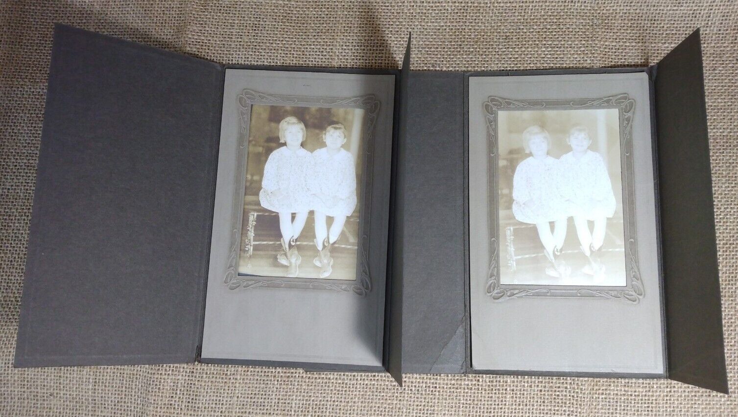 Vintage Cabinet Card Photos Young Girls ca. 1930 Set of 2 Black & White