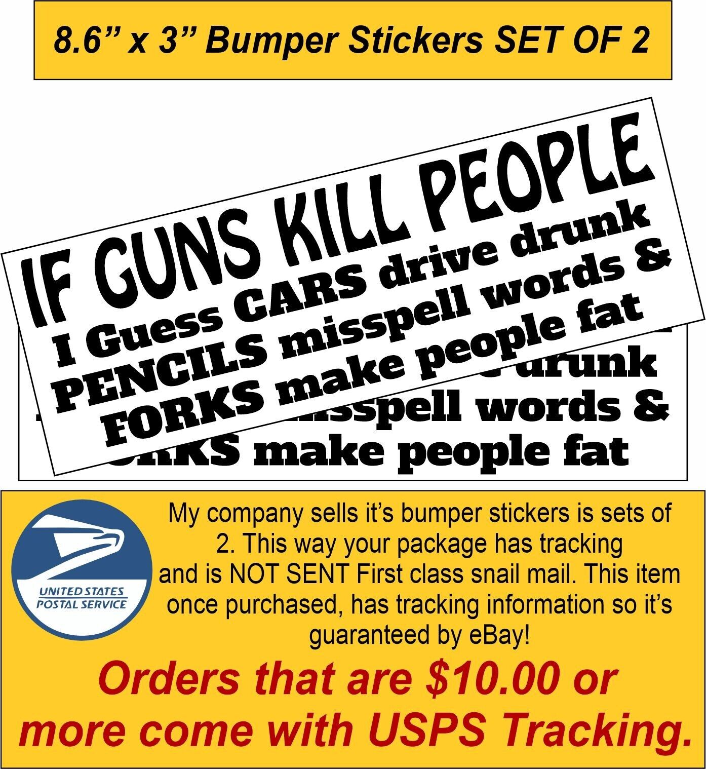 2nd Amendment Bumper Sticker - If guns kill people Set of 2 Bumper Sticker 8.6x3