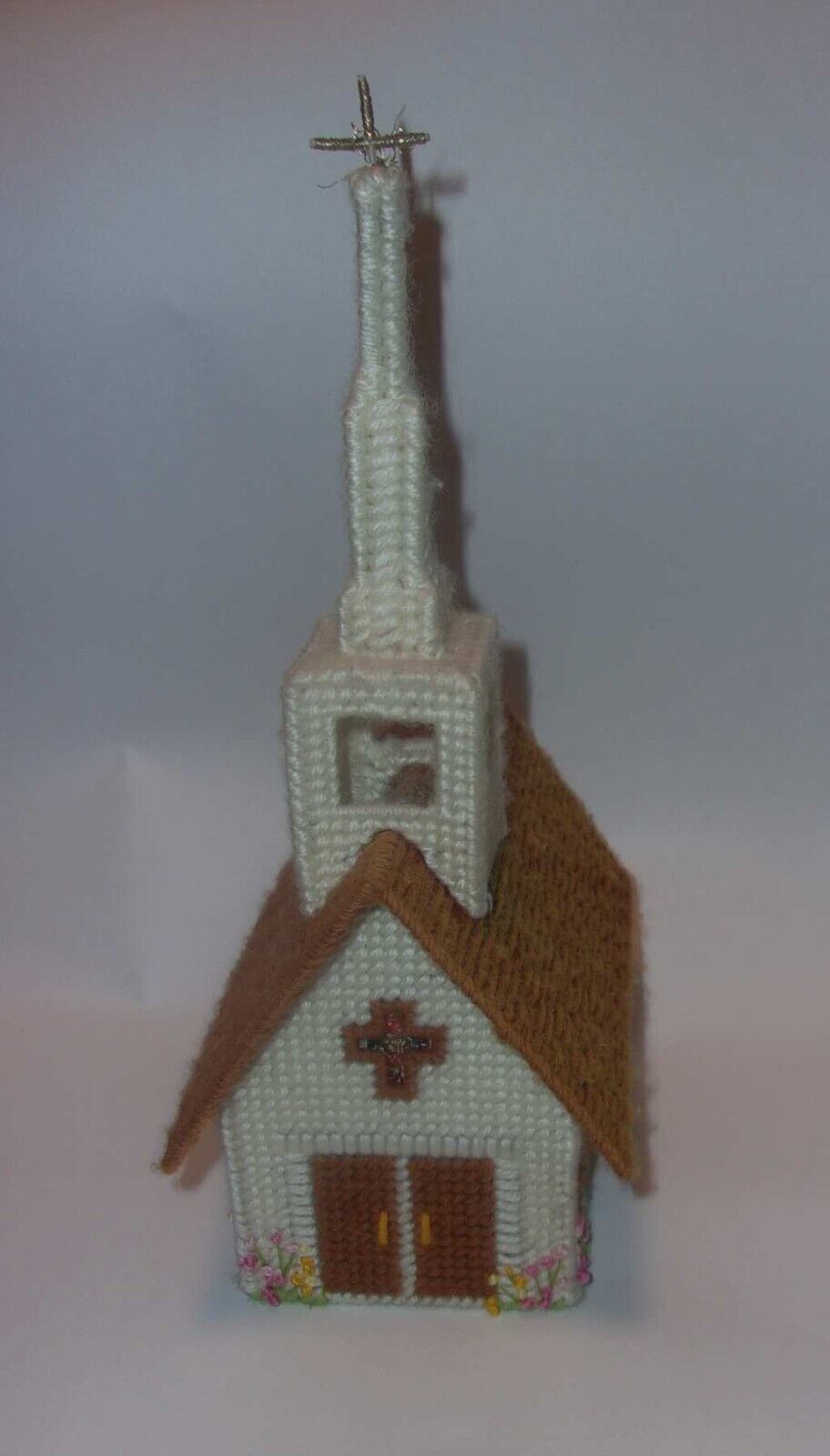 Vintage Musical  Needlepoint Church - Plays Church in The Wildwood, Handcrafted