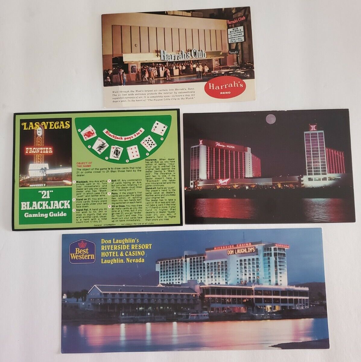 NEVADA LAS VEGAS - Riverside - FLAMINGO - Blackjack - VINTAGE  4 Postcard LOT