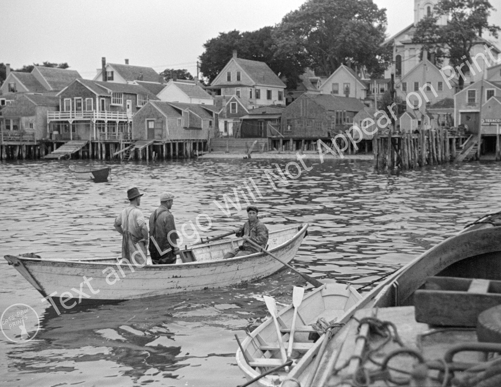 1937 Men on a Fishing Boat, Provincetown, MA Old Photo 8.5\