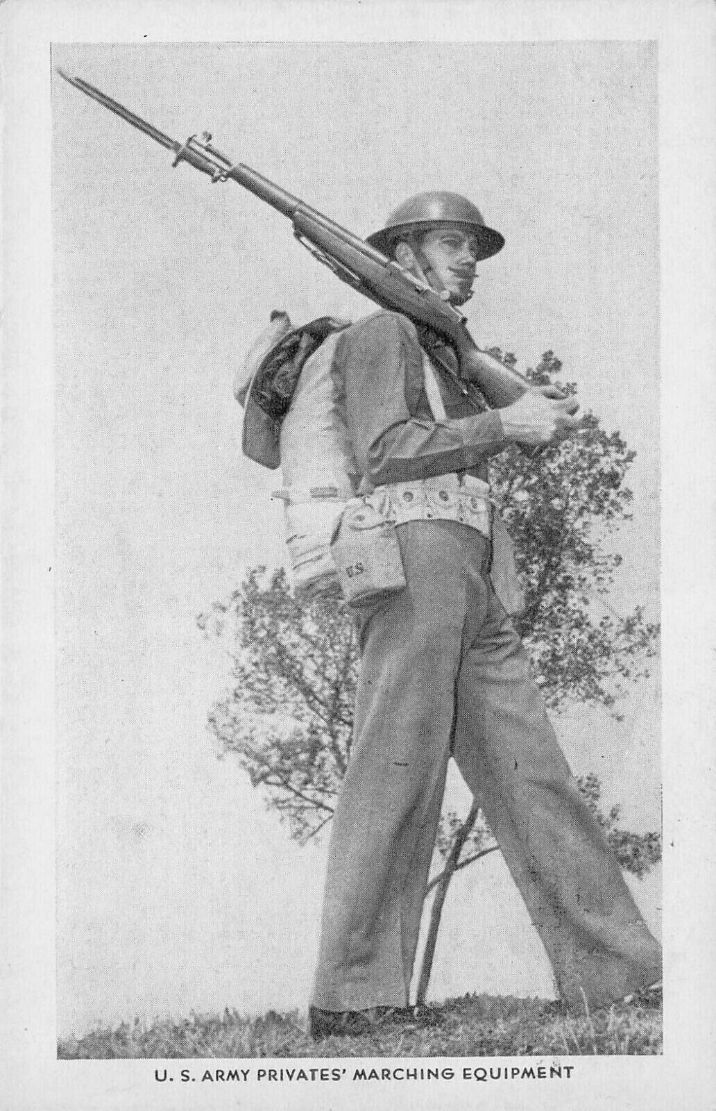 U.S. Army Privates' Marching Equipment, World War I  Era Postcard, Unused