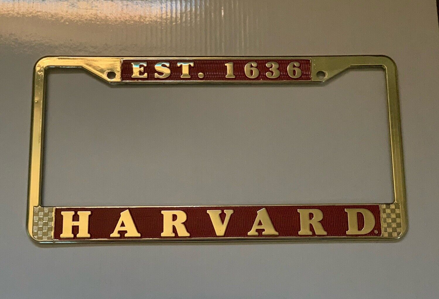 Harvard License Plate Holder Brand New Gold And Red