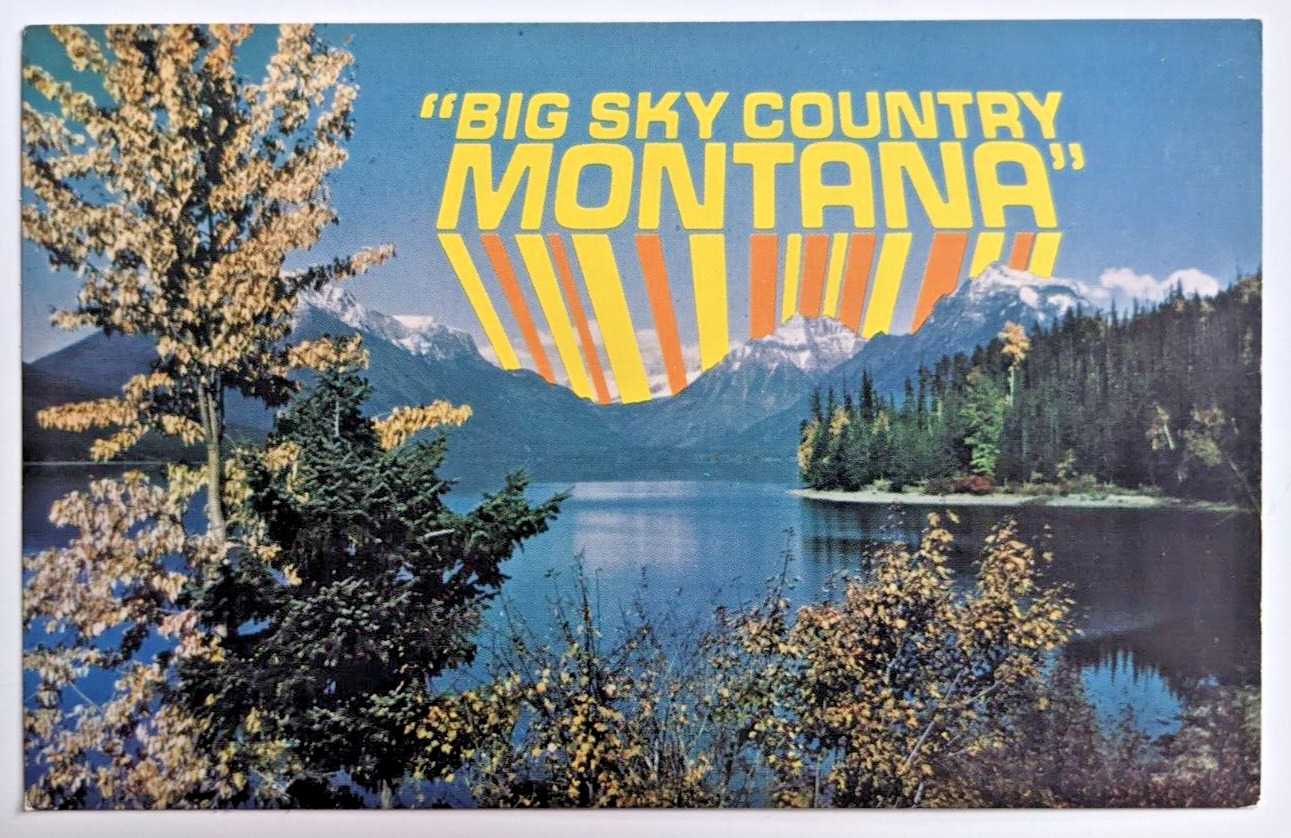 Montana MT Big Sky Country 70\'s Vintage Postcard Souvenir Funky Groovy Scenic