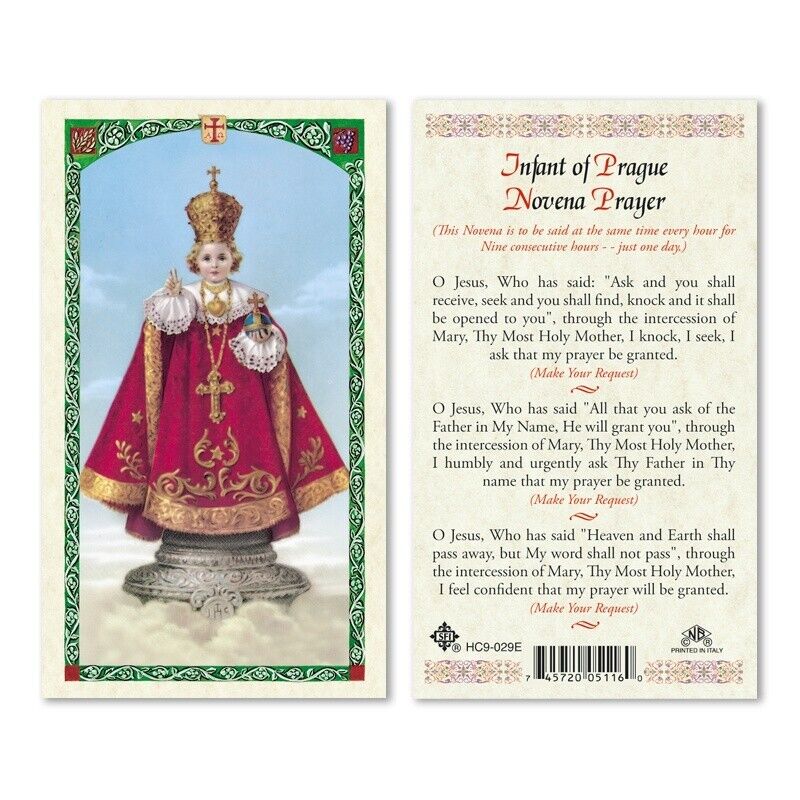 Infant of Prague Novena Prayer Laminated Holy Card