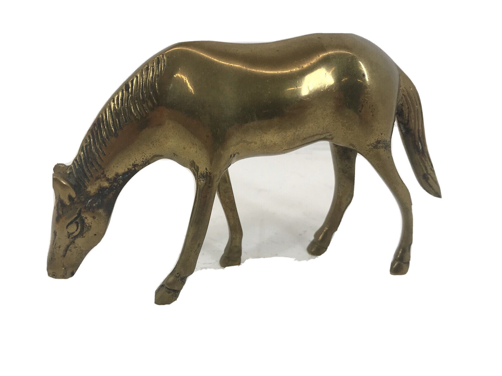 Vintage 5-1/4” Brass Metal Horse Grazing Figure Figurine