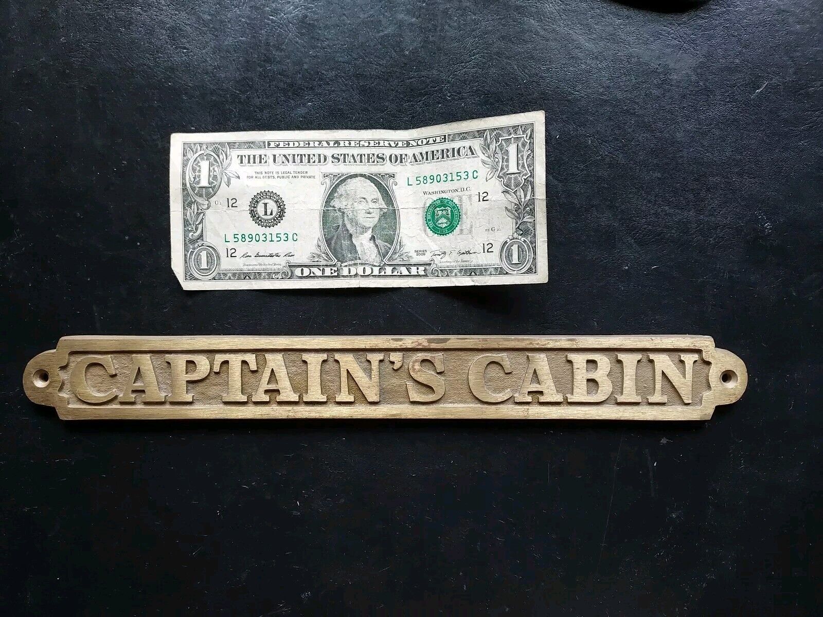 Vintage Solid Brass Nautical Plaque Sign CAPTAIN 'S CABIN