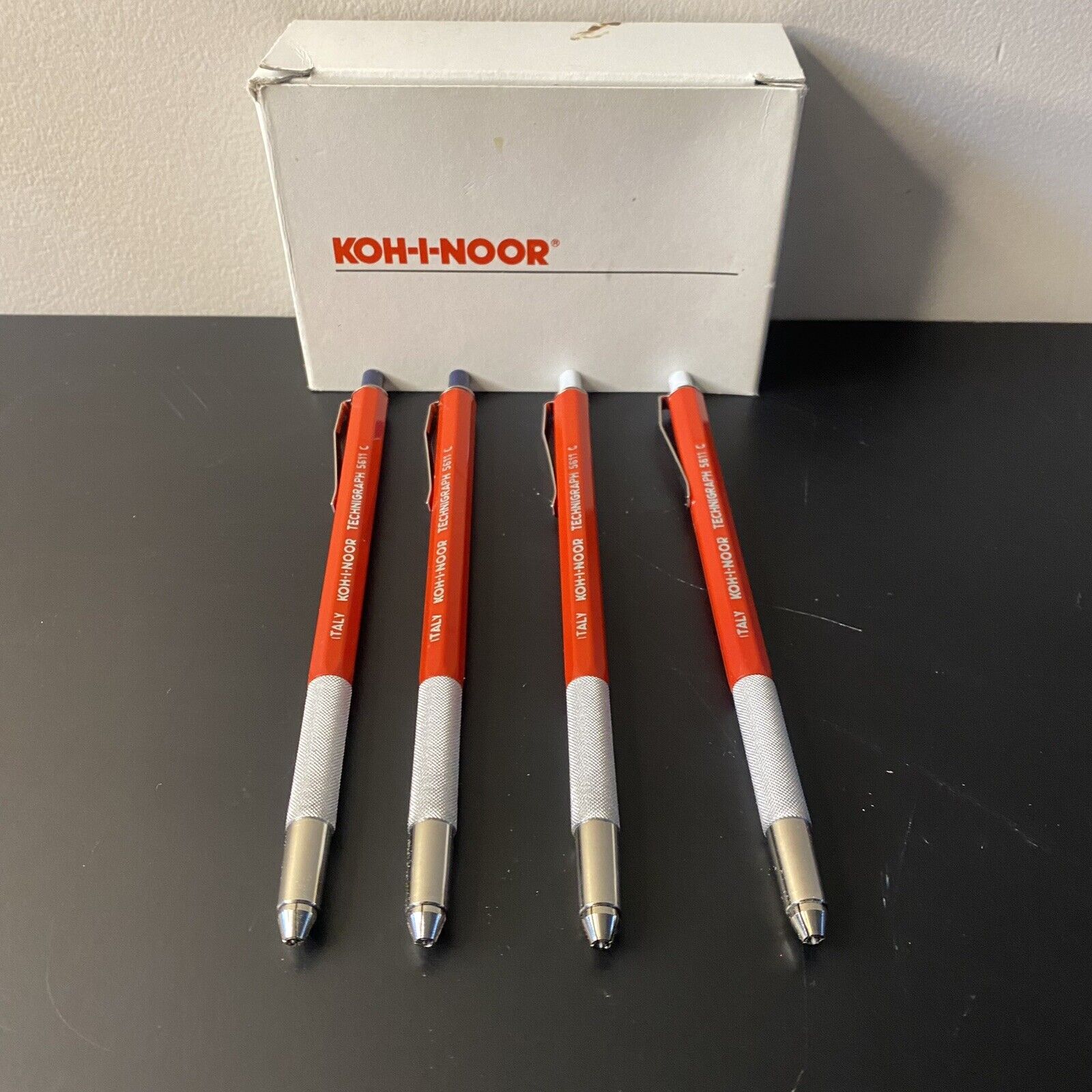 Lot Of 4 Vintage KOH-I-NOOR  RED Technigraph 5611/c Mechanical Lead Pencil