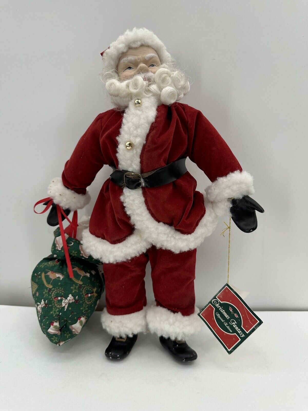 1992 Santa Claus Bag Gifts Figurine Doll Christmas Fantasy Special Edition Porc