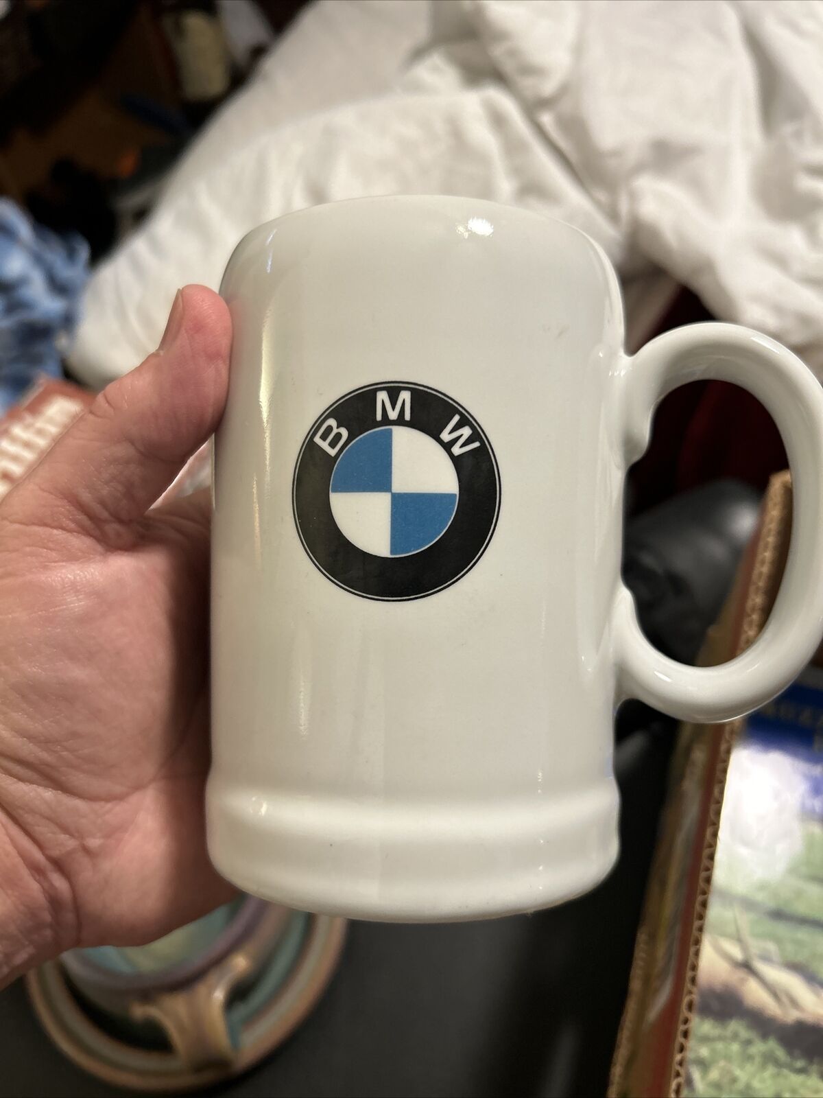 BMW Mug Logo LUXURY TRAVEL Ceramic Coffee Tea Heavy OLD VINTAGE STYLE ~ Rare