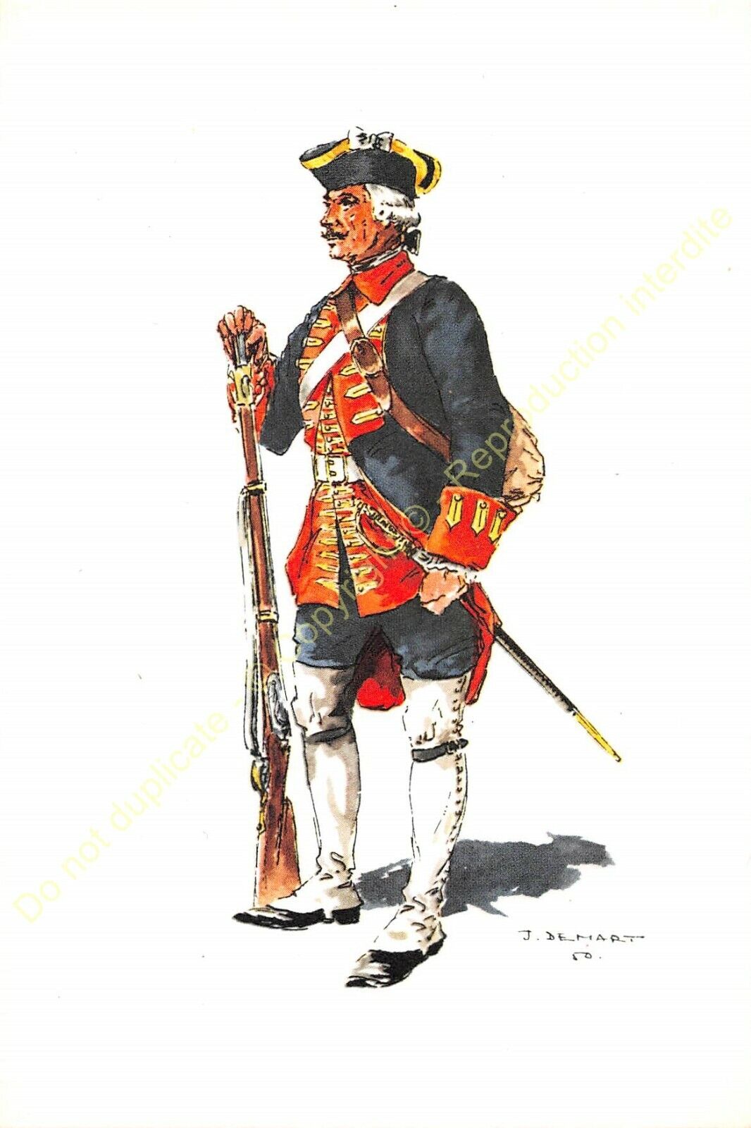 Illustration J.Demart Militaria Belgium Regiment Of Shock 1760