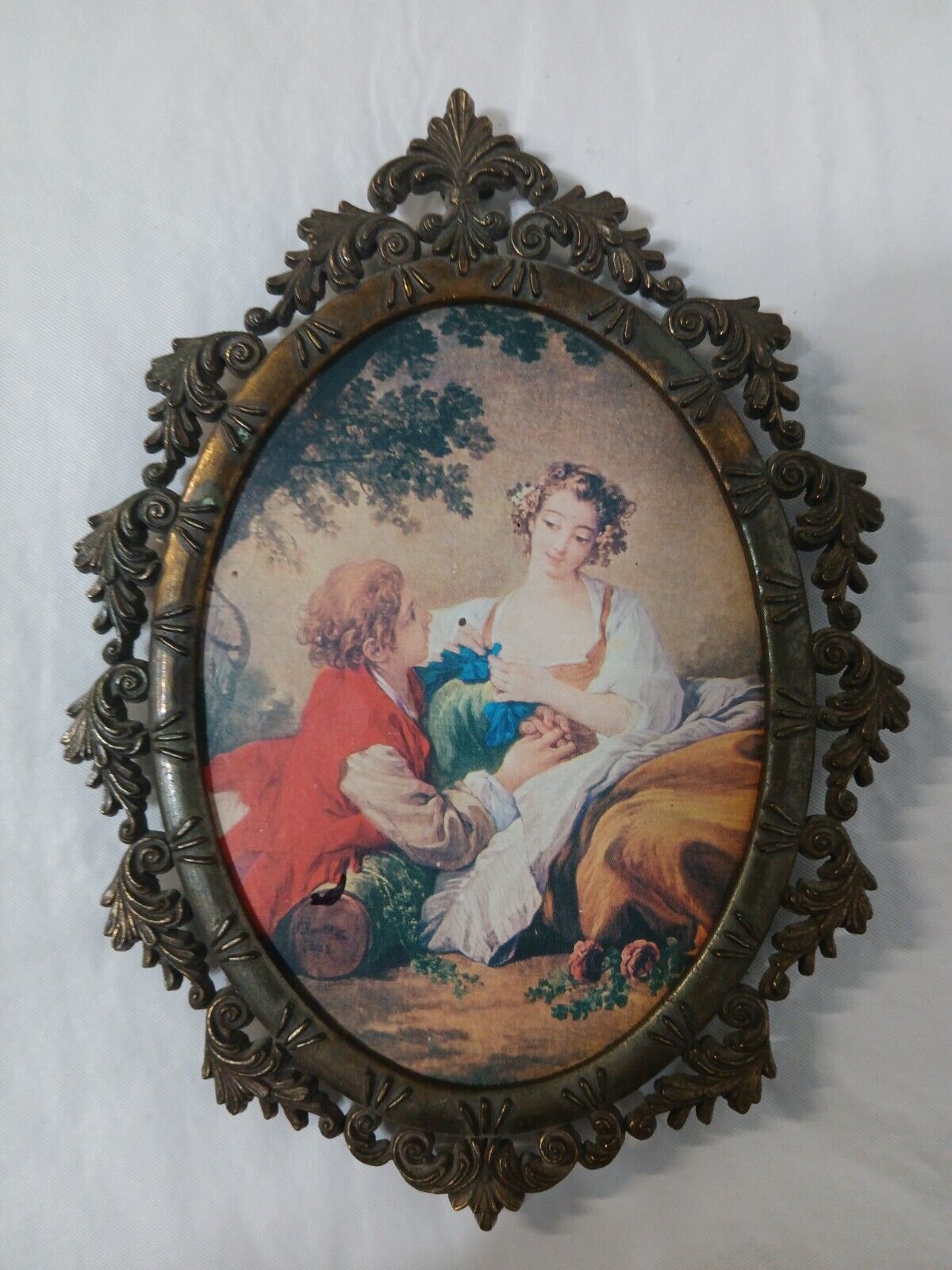 Vintage 1950s Italian Florentine Art No Glass 6.75” Metal Frame Made in Italy