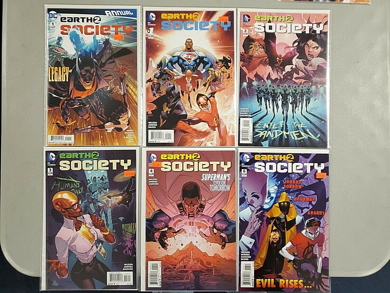 EARTH 2 SOCIETY Lot of 6 -  1,2,3,4,6 and ann 1 VF/NM