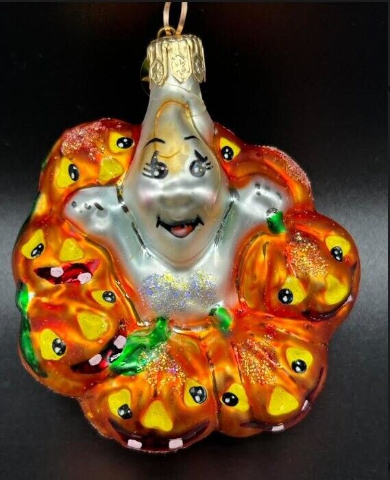 CHRISTOPHER RADKO GIGGLES AND BOO HAND BLOWN PUMPKIN GHOST