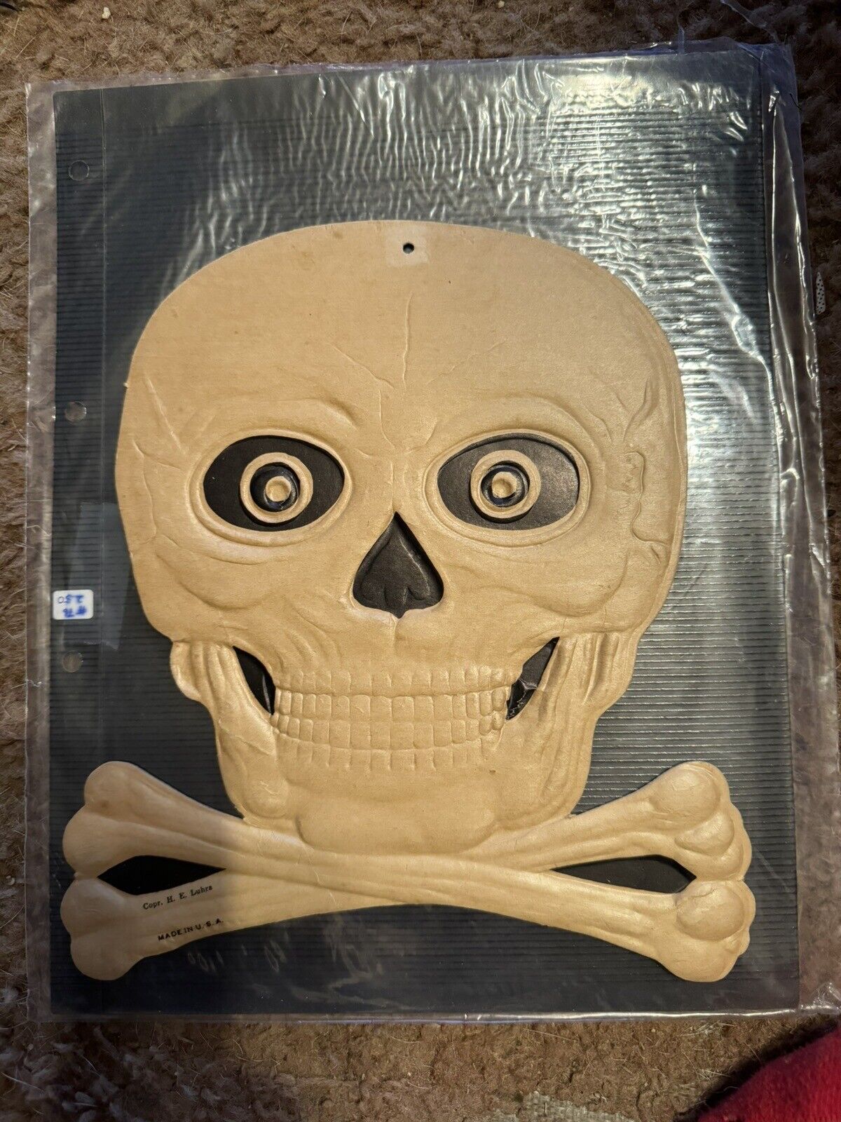 Scarce Vintage Diecut Halloween Skull Cardboard Decoration 9\