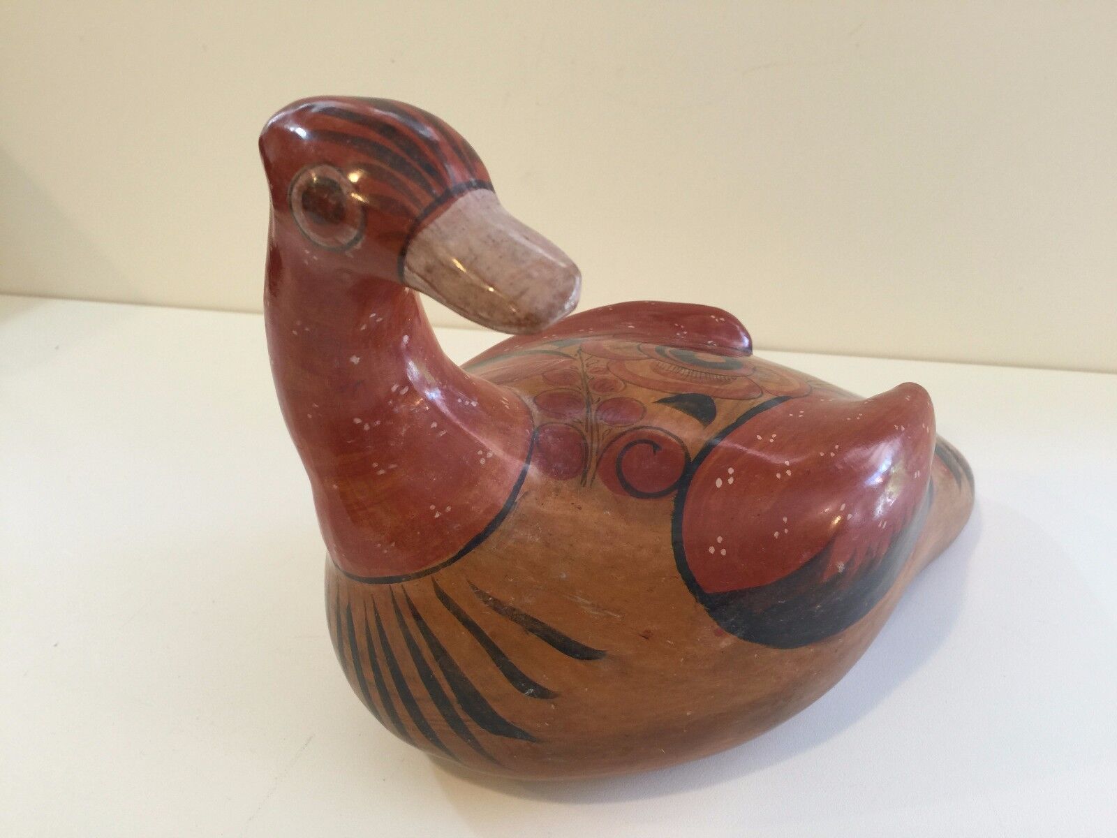 Vintage Large Mexican Tonala Art Pottery Bird, 10 1/2\