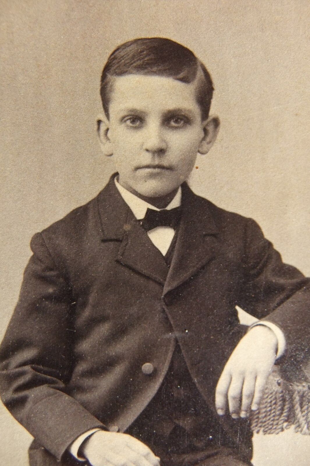 1880\'s TINTYPE STUDIO PORTRAIT Charles Edward 14th Bday April 30- SO.BOSTON MASS