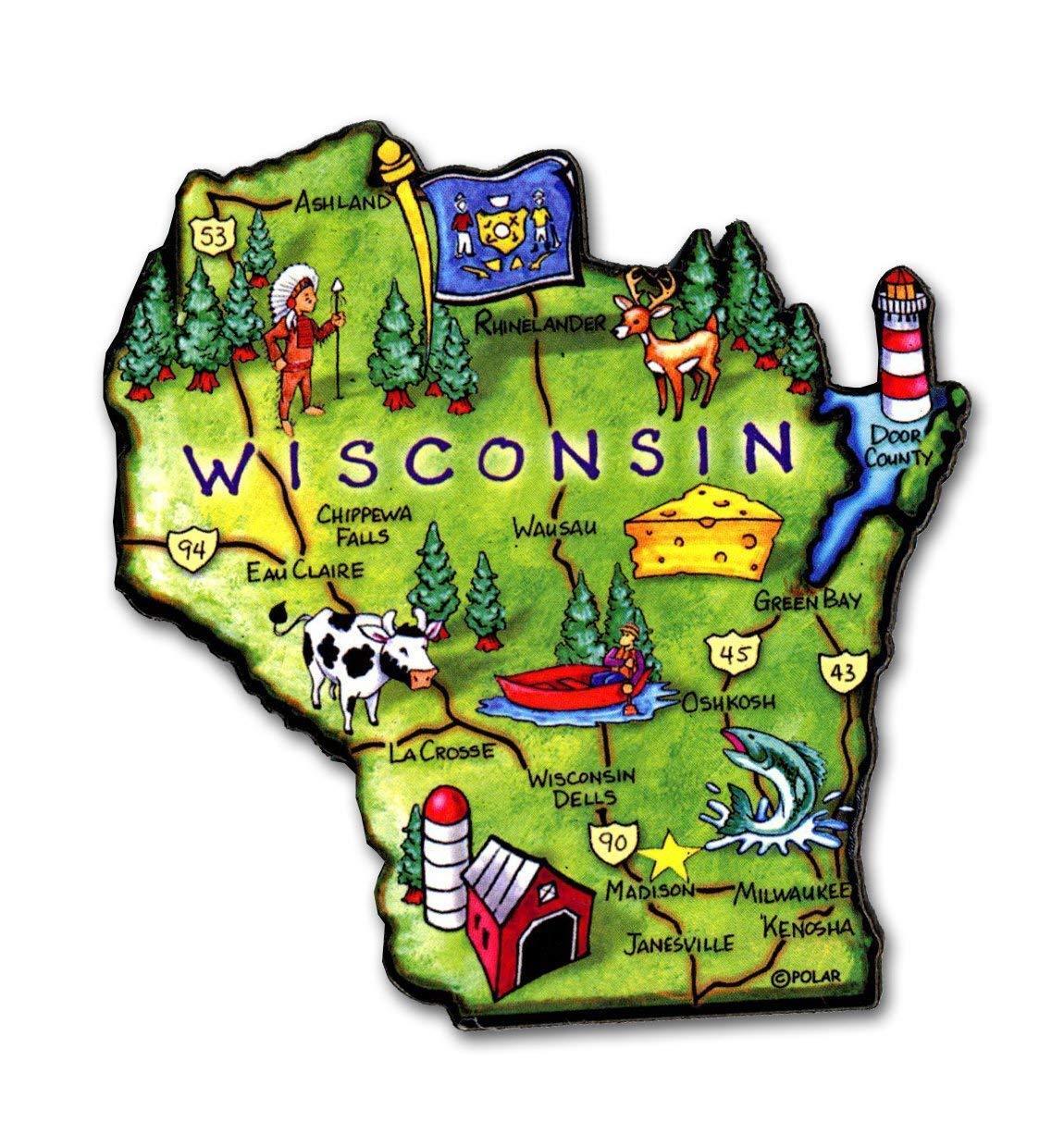 Wisconsin the Badger State Artwood Jumbo Fridge Magnet