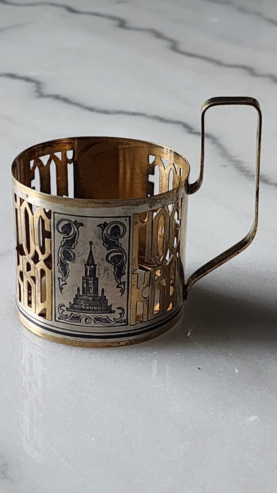 Vintage Soviet Russian Podstakannik Tea Glass Holders Silver 875 Moscow