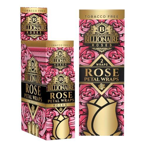 Billionaire H. Natural Wraps Rolling Papers Rose (Full Display of 50 Wraps)