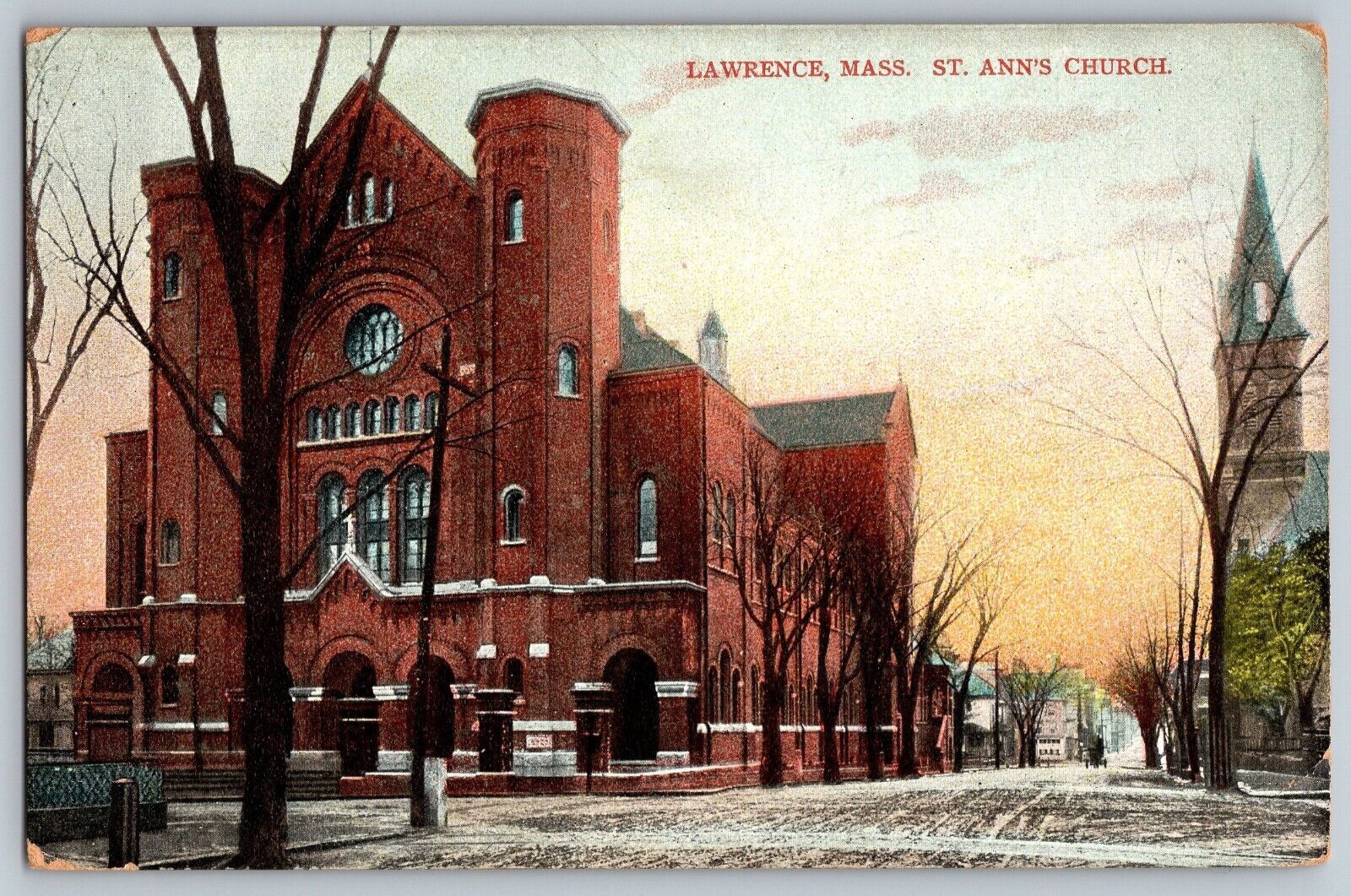 Lawrence, Massachusetts - View of St. Ann's Church - Vintage Postcard - Unposted