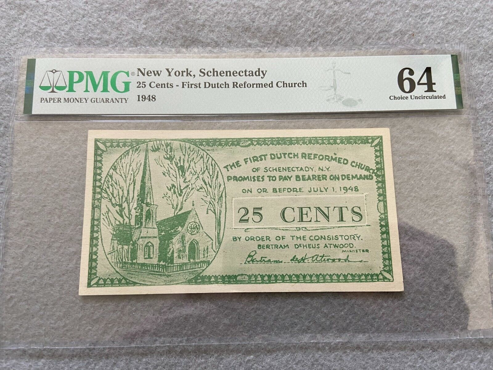 1948 First Dutch Reformed Church Schenectady New York 25 Cents PMG Certified
