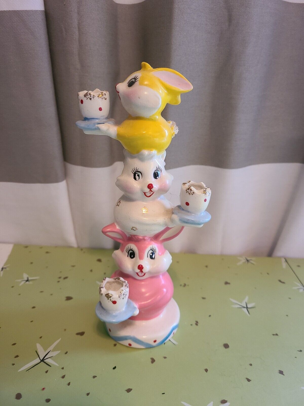 Rare Vintage HOLT HOWARD Japan Bunny Rabbit Easter TOTEM Candle Holder