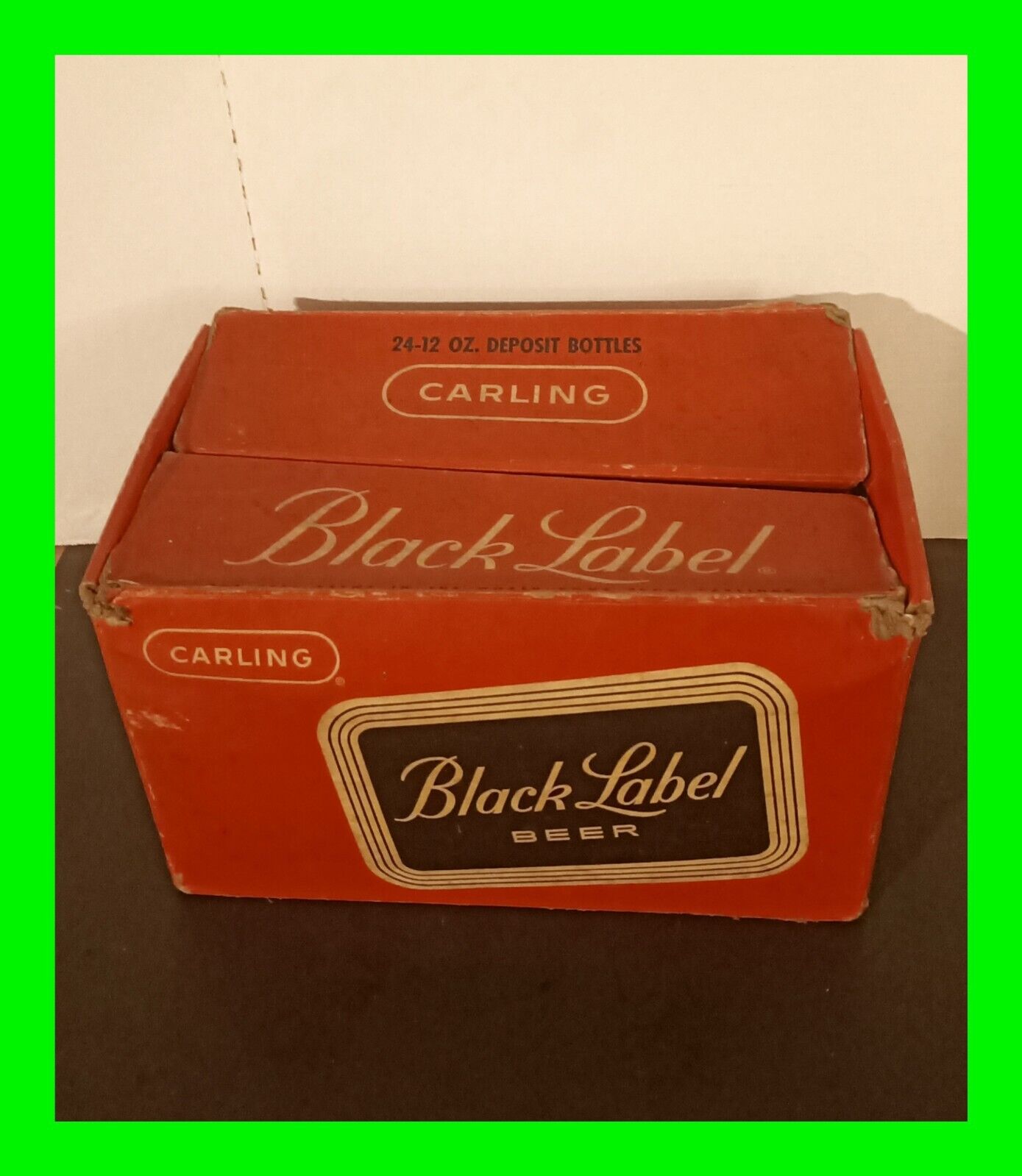 Vintage 1960's Carling Black Label Beer ~ Plastic Coated Cardboard Beer Box Rare
