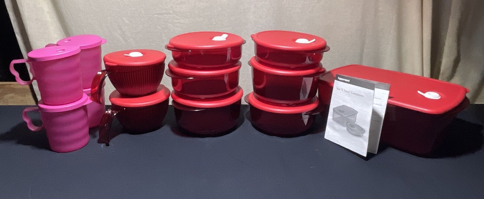 Tupperware Vent ‘N Serve Containers In Red and Pink Color Lot Of 13